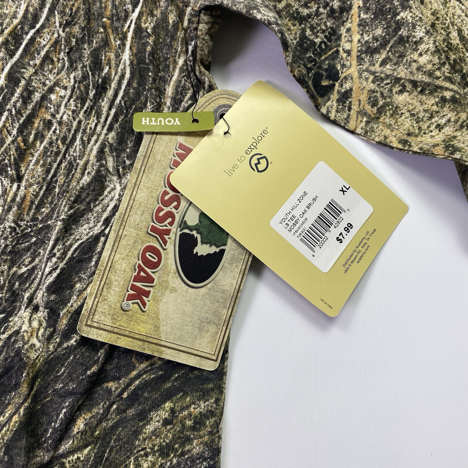 Magellan Mossy Oak Youth XL Long Sleeve Brush Camo Hunting Shirt Cotton Casual