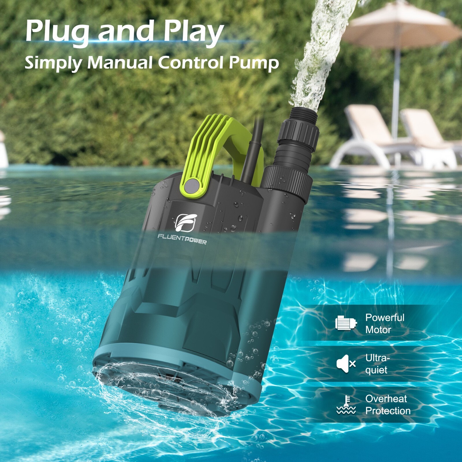 FLUENTPOWER 3/4HP 30000GPH Submersible Sump Pump Utility Water Pump