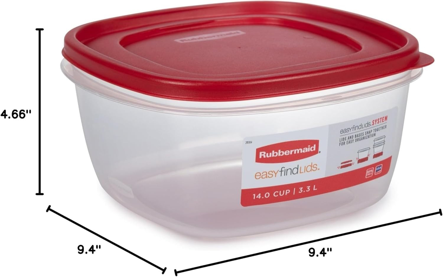 LOT OF 2, 14 Cup Rubbermaid Easy Find Lids Food Storage Container Red, BRAND NEW