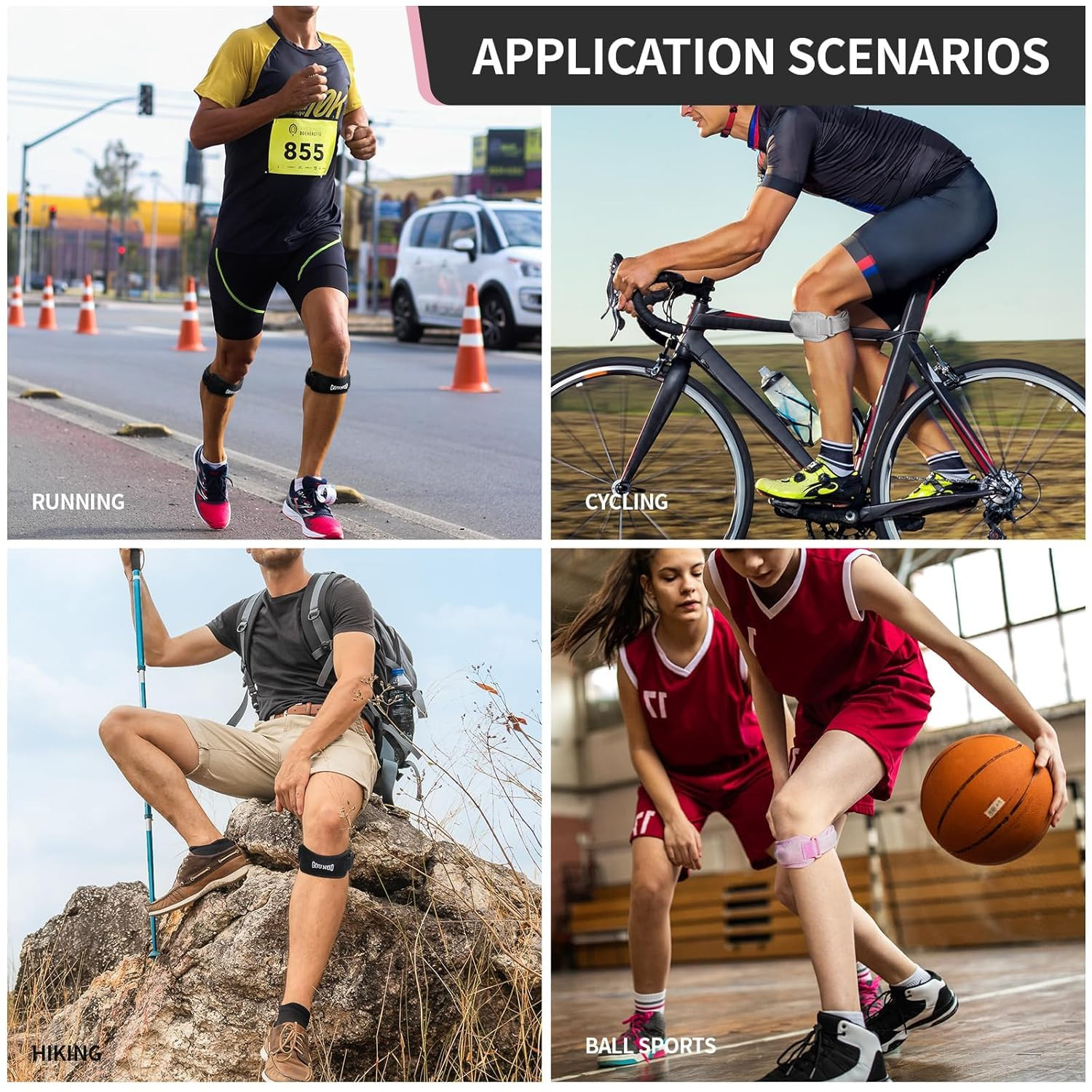 Patellar Tendon Support Strap 2 Pack,Knee Strap for Knee Pain Relief,Patella Ban