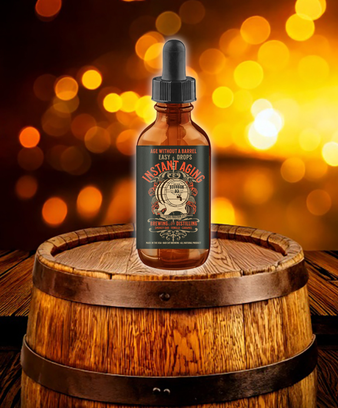 Whiskey & Bourbon Liquid Aging Drops - Replace Wood Chips - FAST AGING - USA