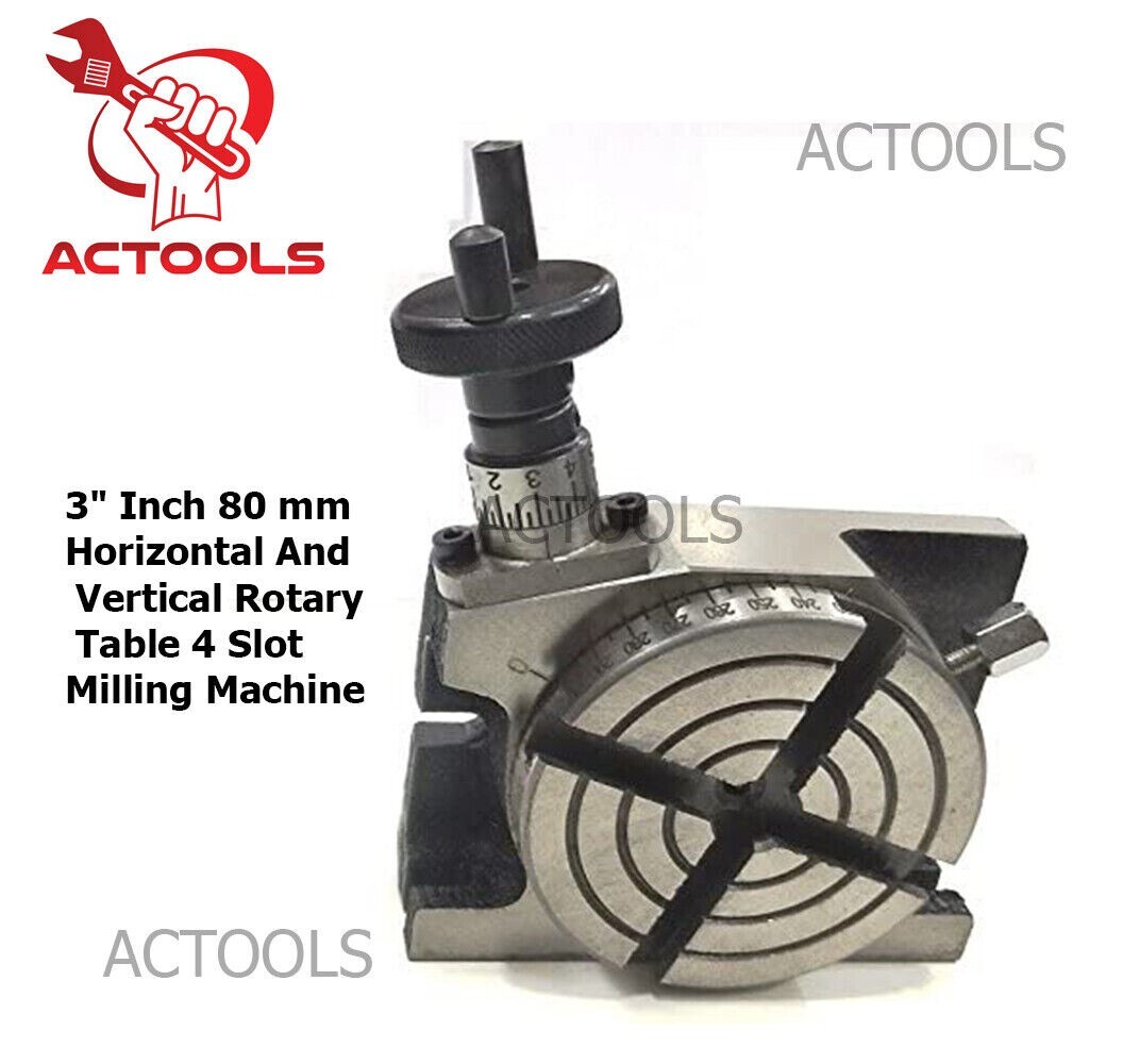 New Rotary Table 3" 80mm H And V With 4 Bolting Slot For Milling Metalworking