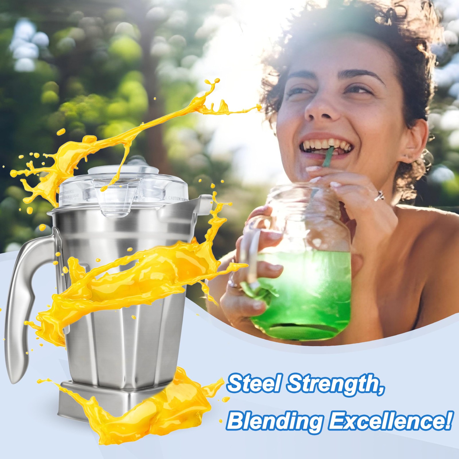 Stainless Steel Blender Pitcher 48oz, Replace for Vitamix 5000 5200 6300 6500...