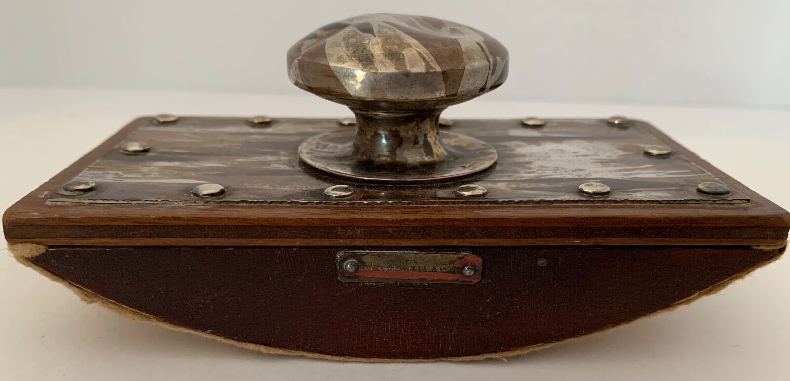 HAMMERED ARTS CRAFTS COPPER STERLING MOKUME JOSEPH HEINRICHS ROCKER BLOTTER 1905