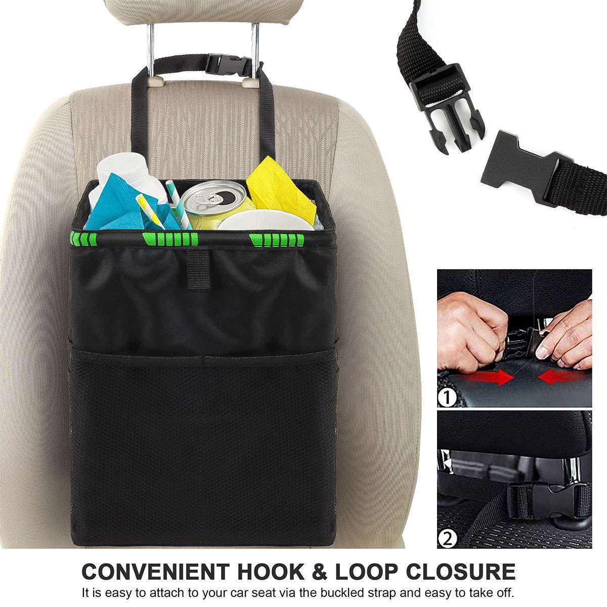 Car Trash Can Garbage Bin Bag Organizer for Vehicles Leak Waterproof Portable US