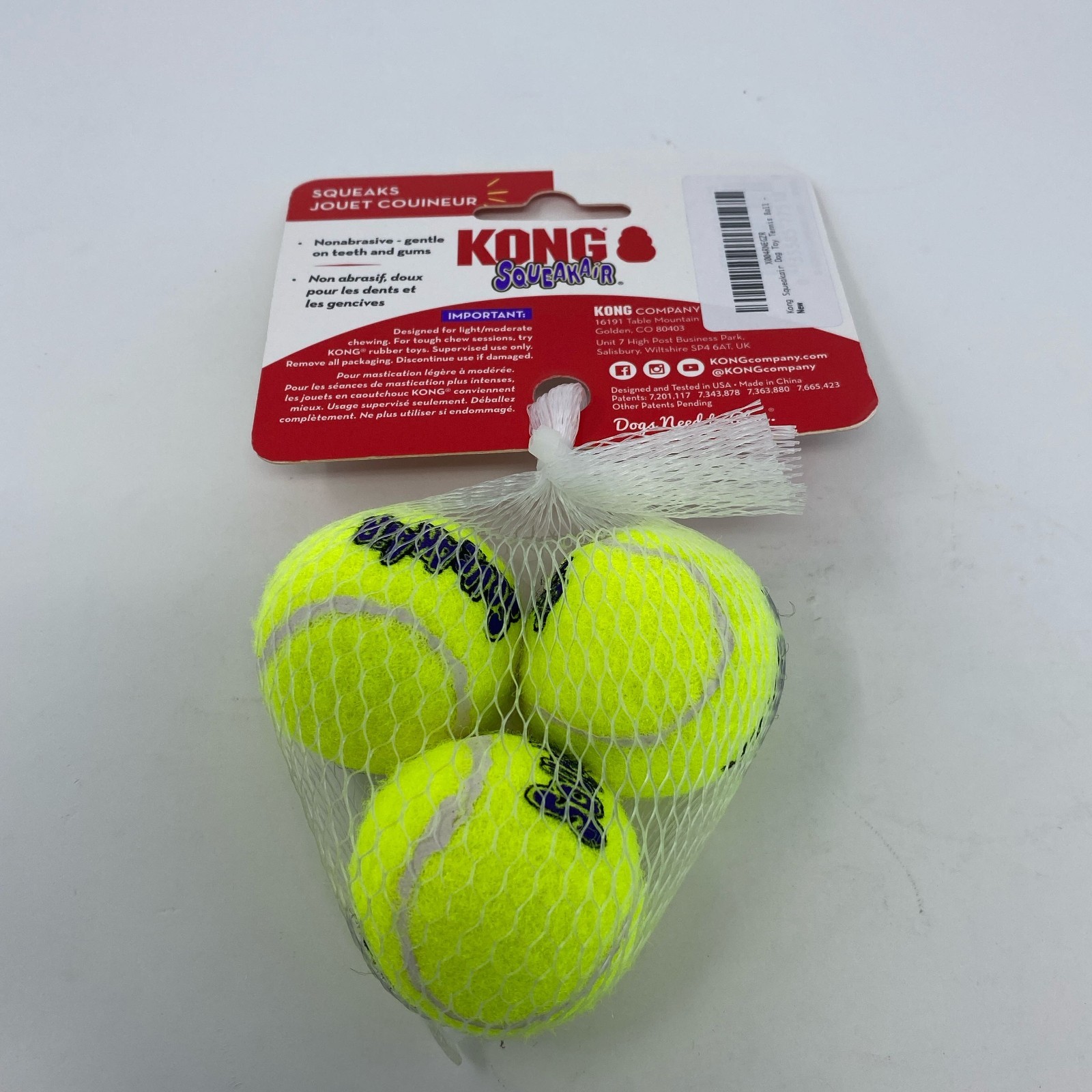 KONG SqueakAir Balls Dog Toy XS 3-Pack - Neon Yellow Tennis Balls