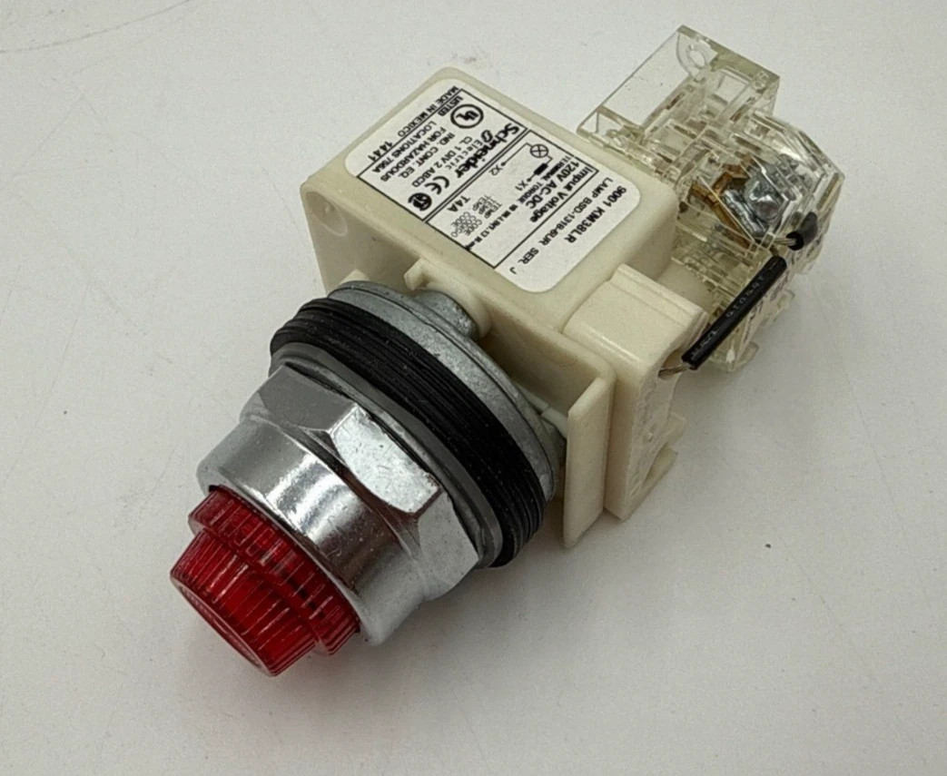 Schneider 9001KT38LRR31 Red Push To Test Pilot Light 30MM LED 120V 9001 KM38LR