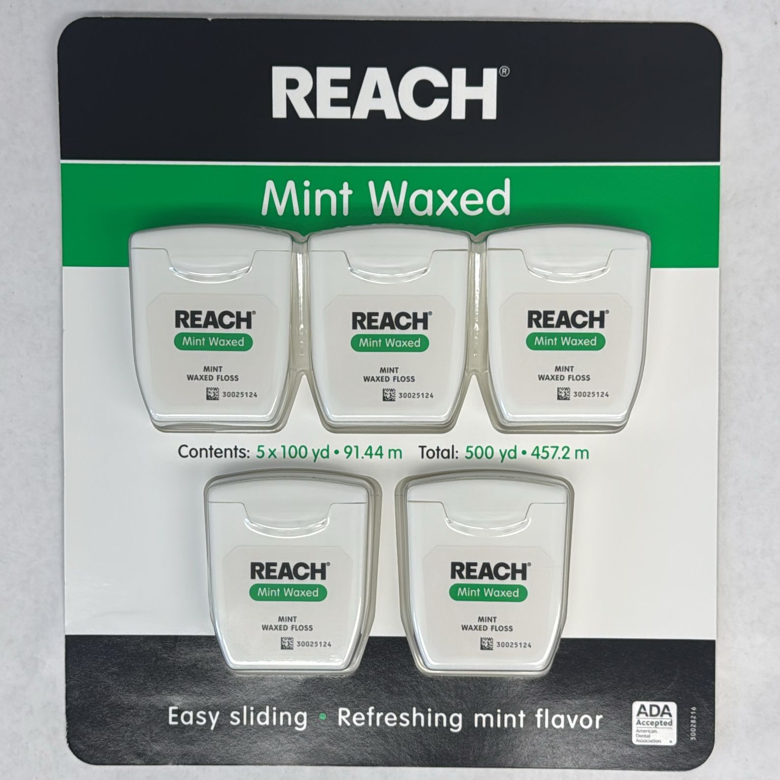 Johnson & Johnson Reach Mint Waxed Dental Floss Pack Total 500yd 5 pack