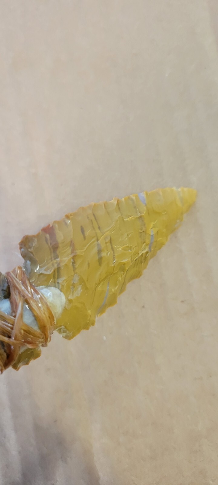 Native American Stone Blade w/Deer Antler Handle Jasper Oregon Dbl. Edge Nice!