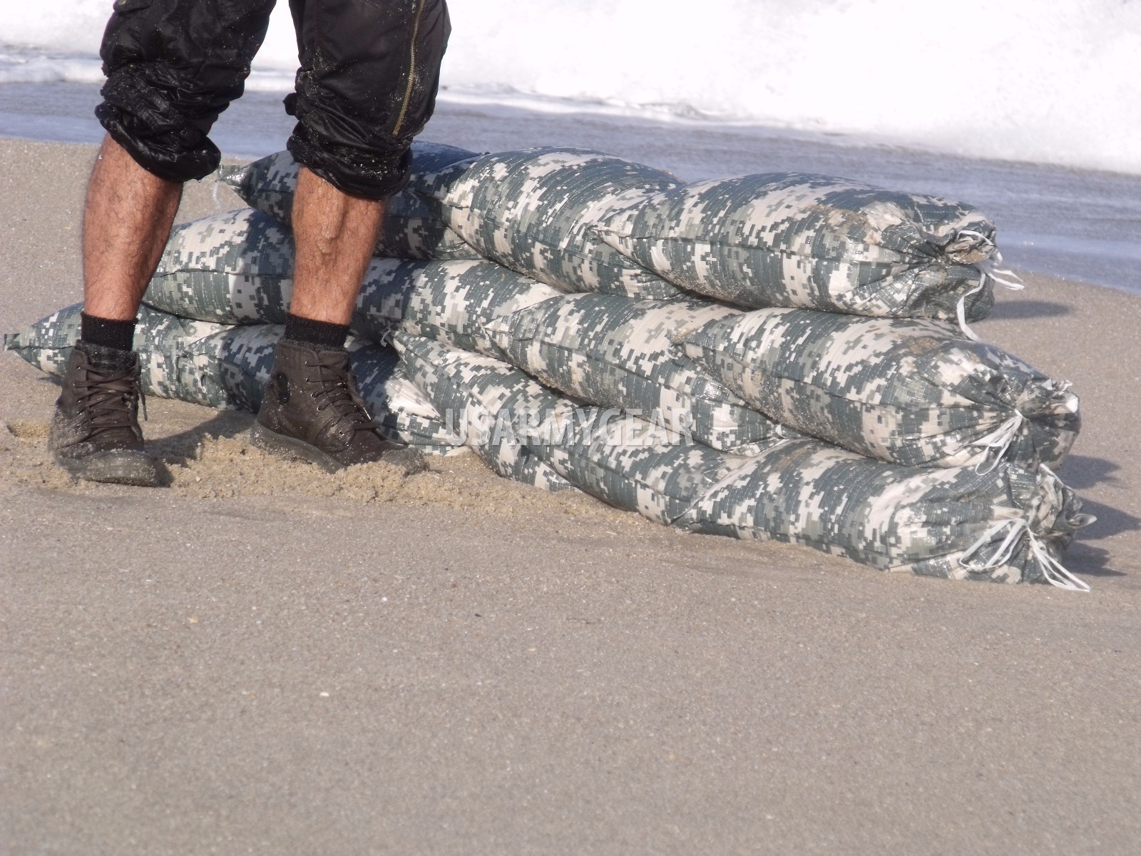 500 Sandbag Sand Bag Flood Erosion Barrier Hurricane Prep Army Military ACU Camo