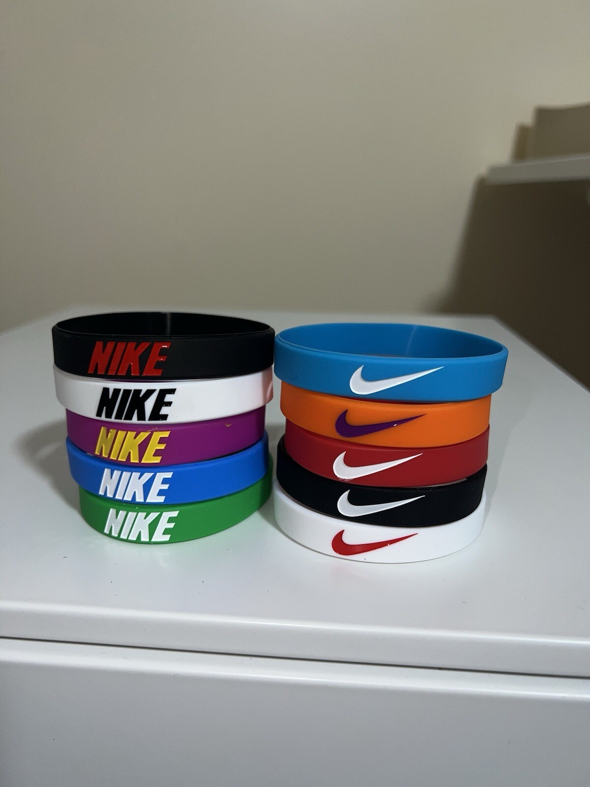10 Pack of Nike Silicone Wristband Bracelets (All Colors)