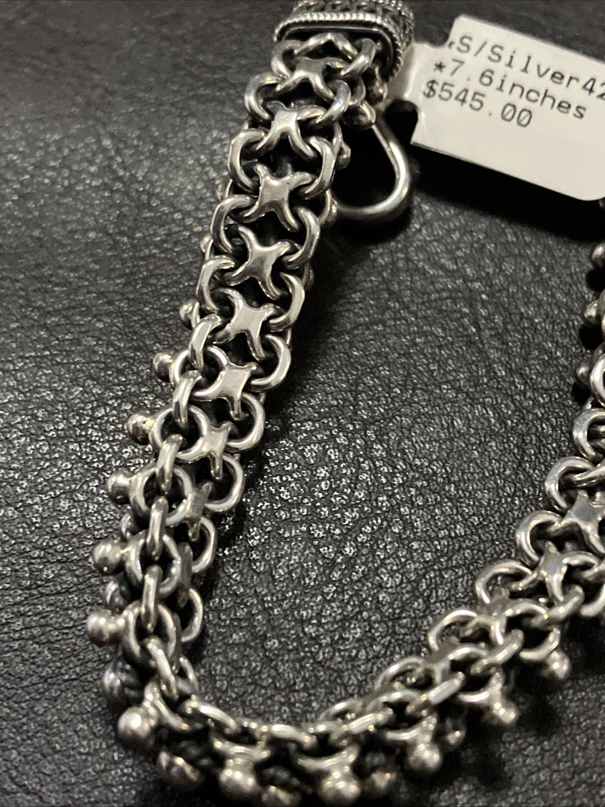 925 Sterling Silver Vintage Antique Finish Bracelet 42.7 Grams 7.6 Inches