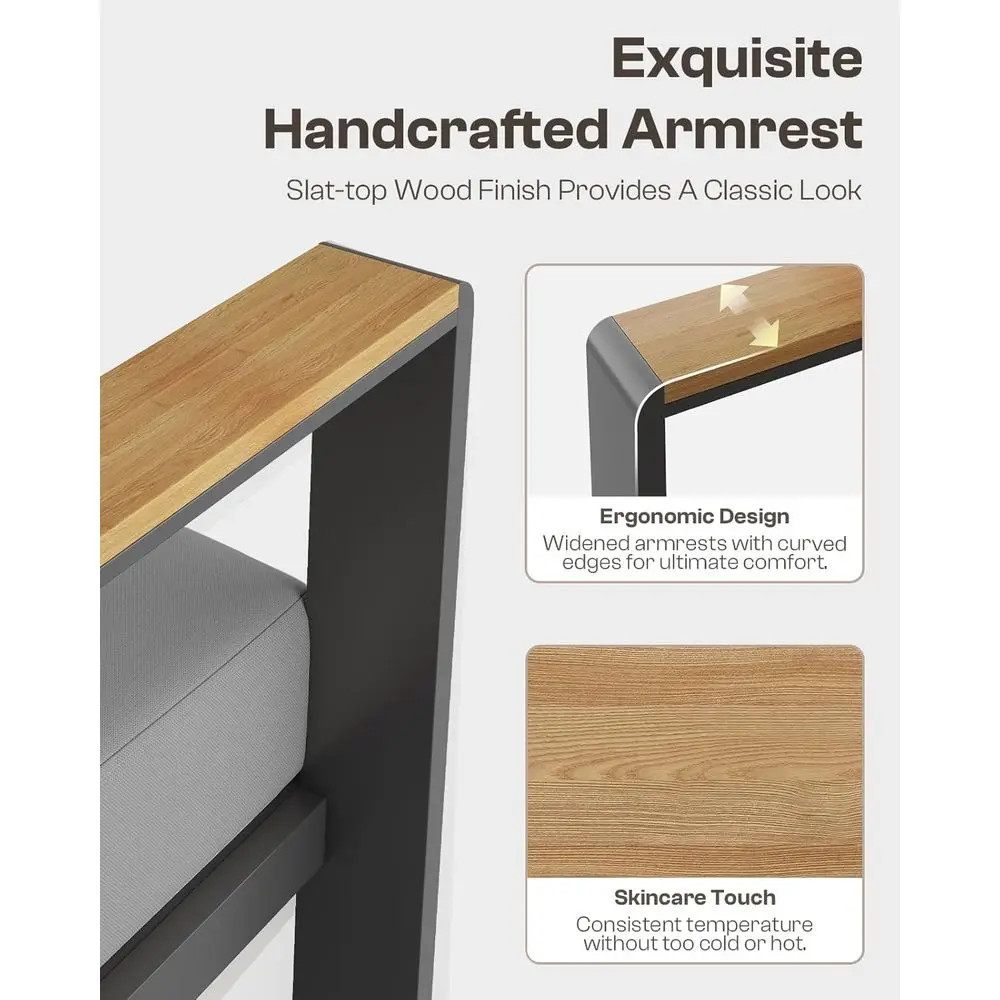 Gray 4PC Patio Furniture Set Aluminum Outdoor Sofa Cushions Balcony