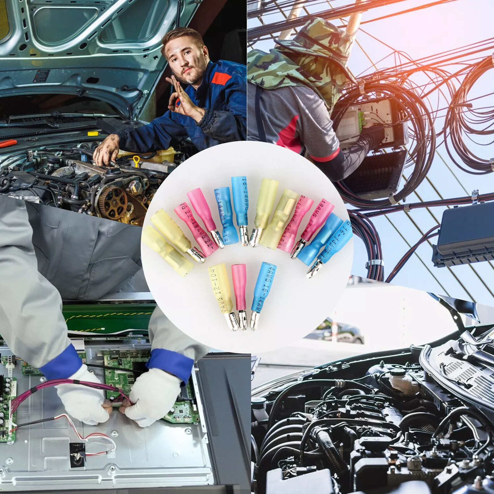 200pcs Heat Shrink Bullet Wire Connectors 22-10AWG Male Female Crimp Terminals