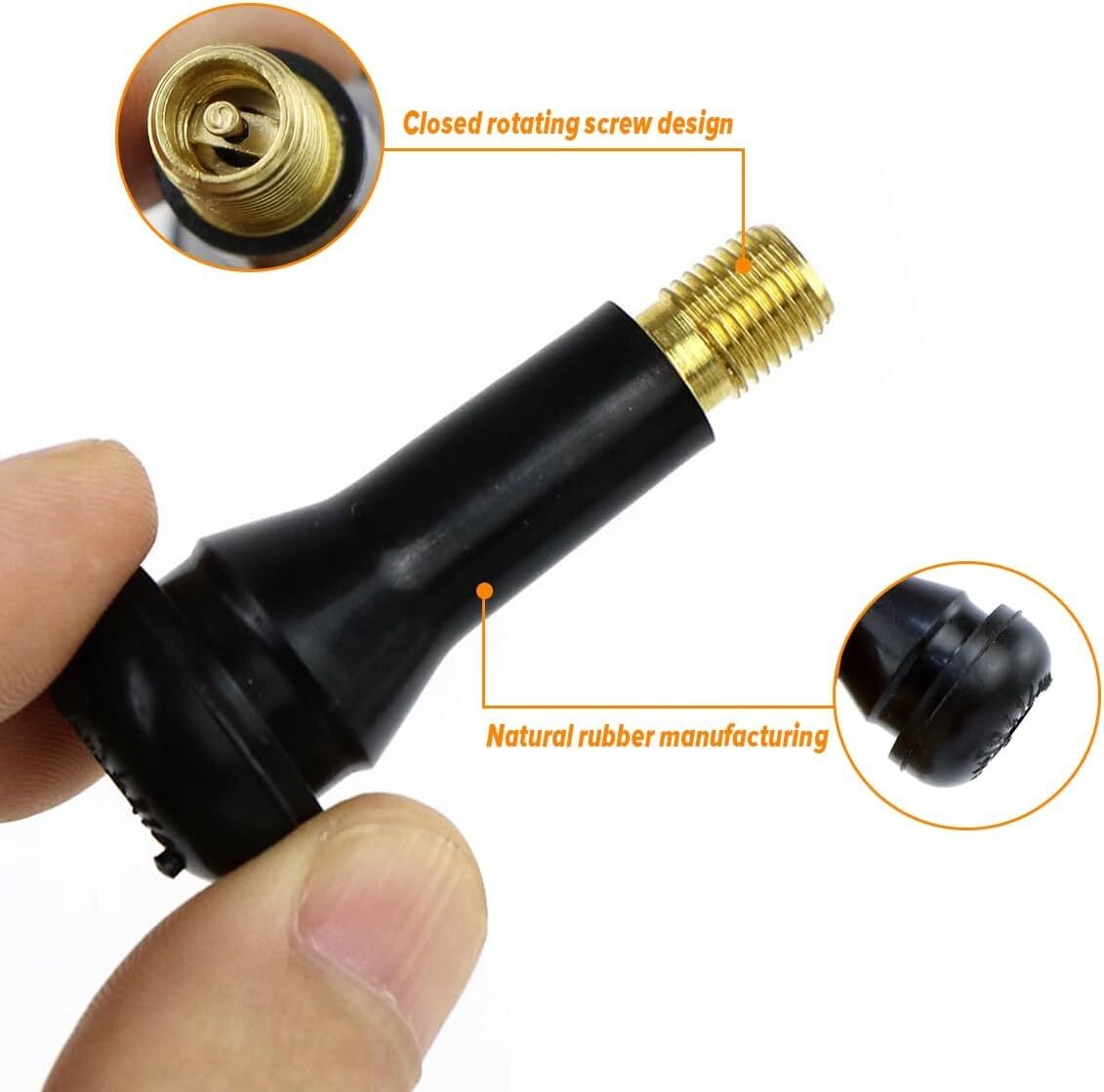 100pcs TR413 Snap-In Valve Stems – Tubeless Rubber Tire Valves for Car Truck Rim