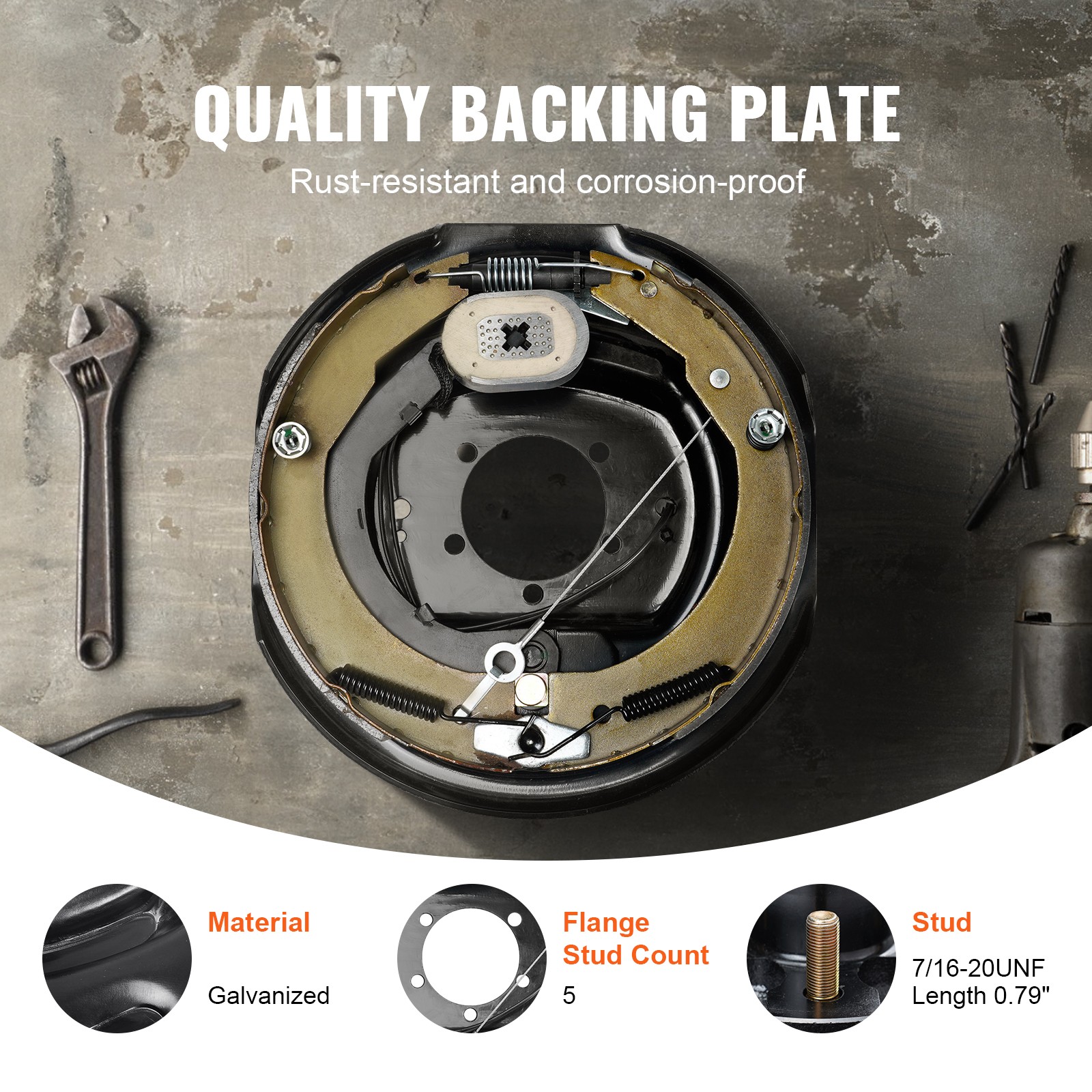 VEVOR Electric Trailer Brake 12" x 2" Self-Adjusting Assembly 2 Pairs 7000 lbs