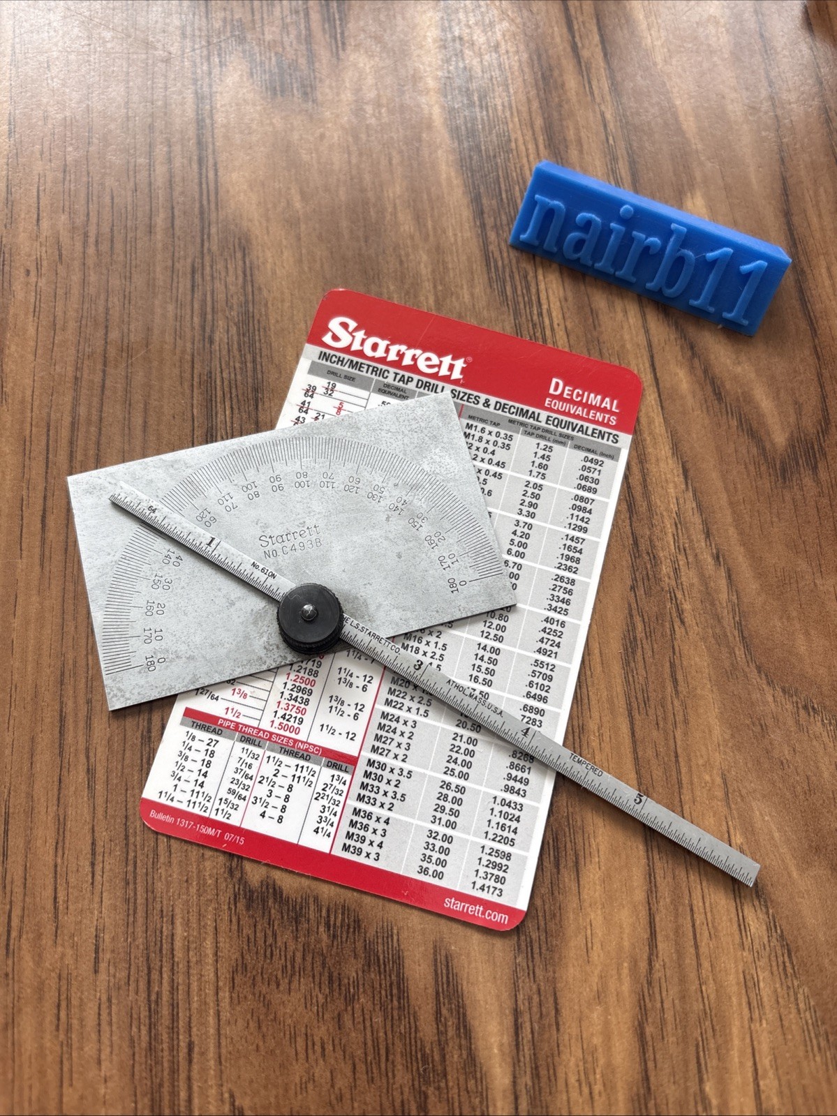 Starrett C493B Protractor w/ 6” No. 610N Rule Chrome