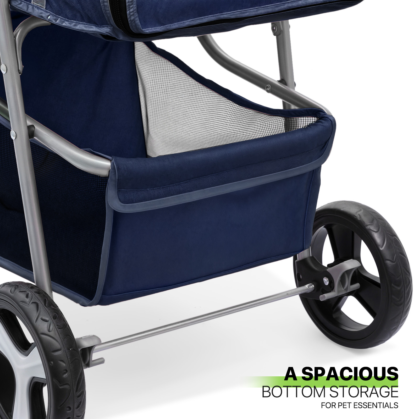 Blue Foldable Dog Stroller Small Medium Pet Travel Cage Carrier Cart w/Sunshade