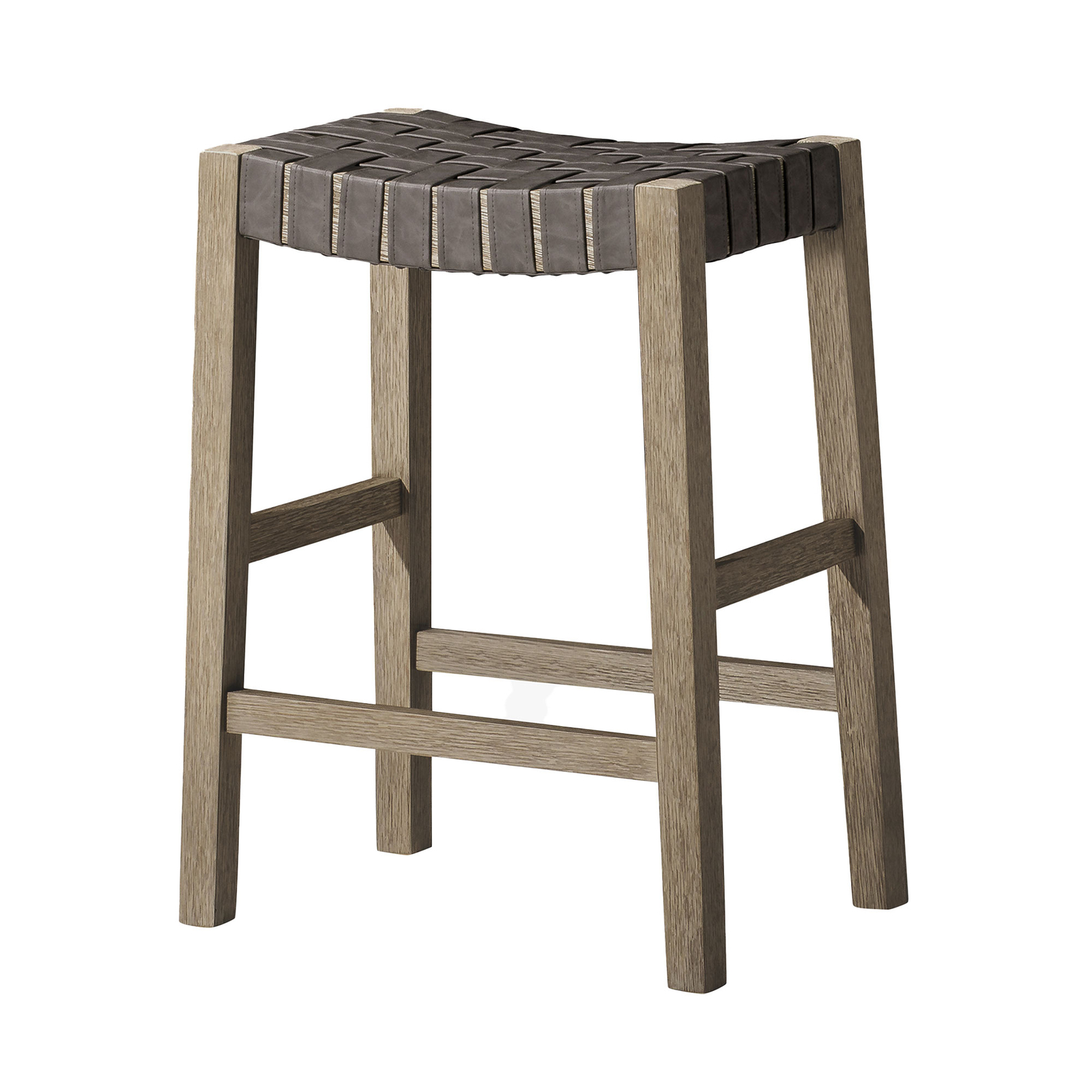 Maven Lane Emerson Counter Stool in Weathered Grey Wood Finish w/ Vegan Leather