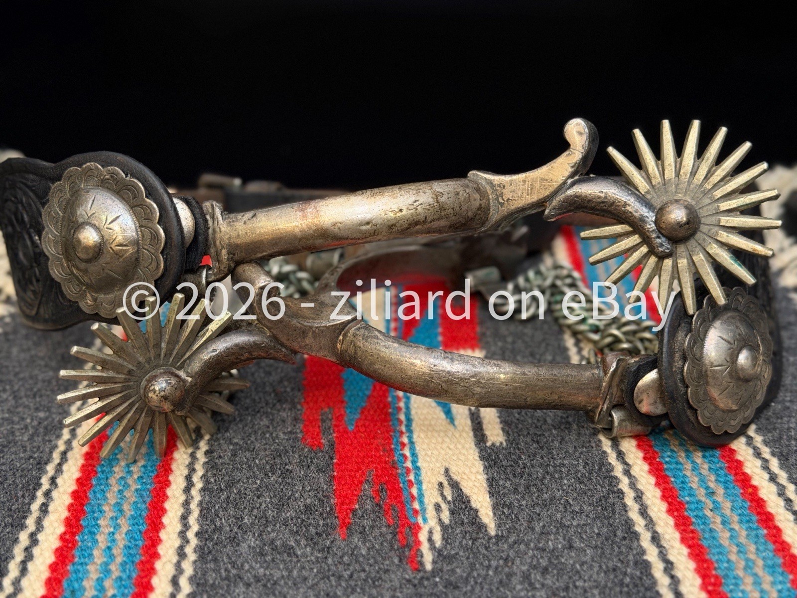 ONE OF A KIND California Vaquero Spurs w/ Straps & Silver Tapia Style Conchos