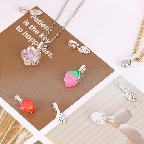 100PCS Silver Pendant Bails for Jewelry Making, Glue-On, Small Spoon Shape, DIY