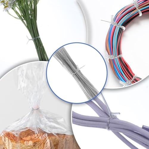 100-Piece 4-Inch Clear Metal Twist Ties for Cable and Cord