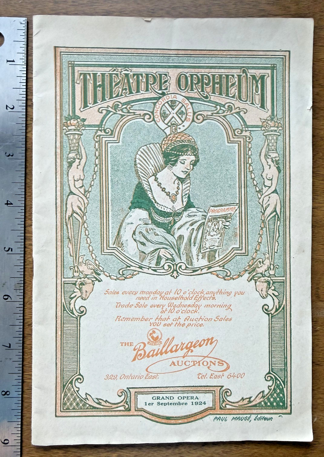 THEATRE ORPHEUM Montreal 1924 Opera Program w/ great ads!