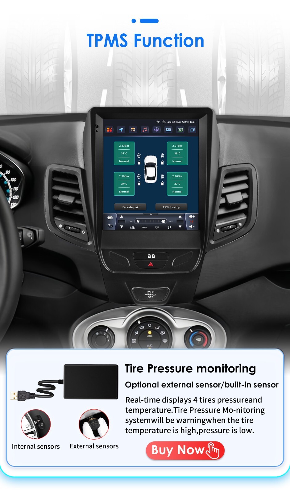 For 2009-2016 Ford Fiesta 9.7" Screen Stereo Radio Android 14 GPS Navi Carplay E