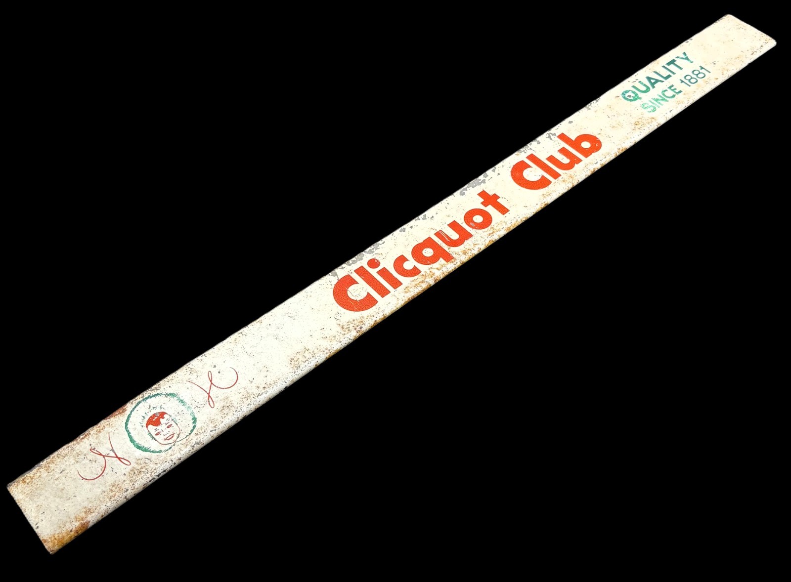 Vintage Original 1950's Metal Tin DOOR PUSH SIGN CLICQUOT CLUB Cola Soda 26.5"