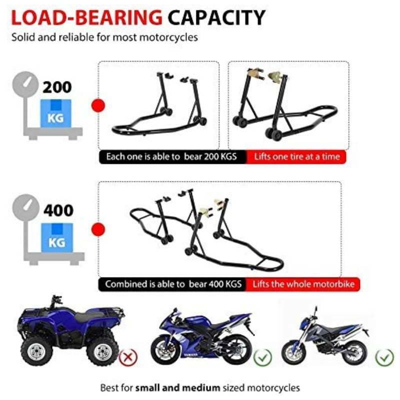 Motorcycle Bike Stand Front Rear Wheels Lift Forklift Spoolift Paddock Swingarm