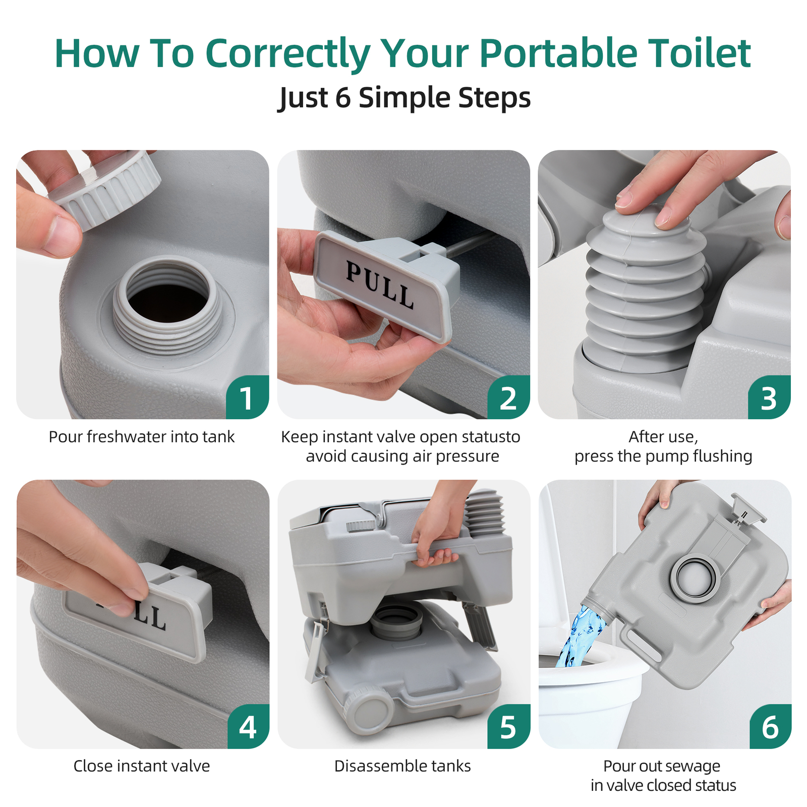 2.6 Gallon 10L Portable Toilet Flush Commode Potty Outdoor Indoor Travel Camping