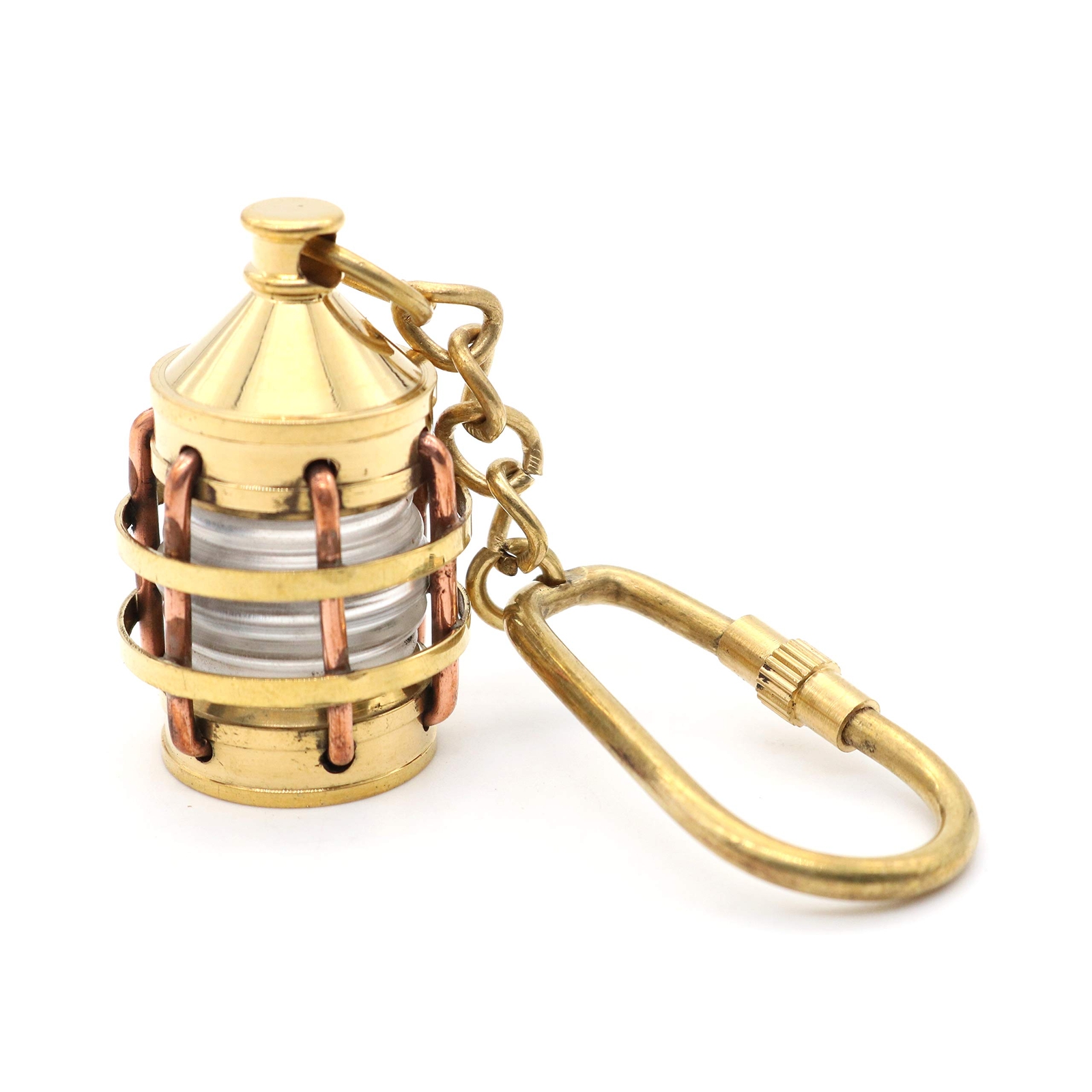 Anchor Lamp Keychain Solid Brass Maritime Ring Mariner Gift Lantern Miniature