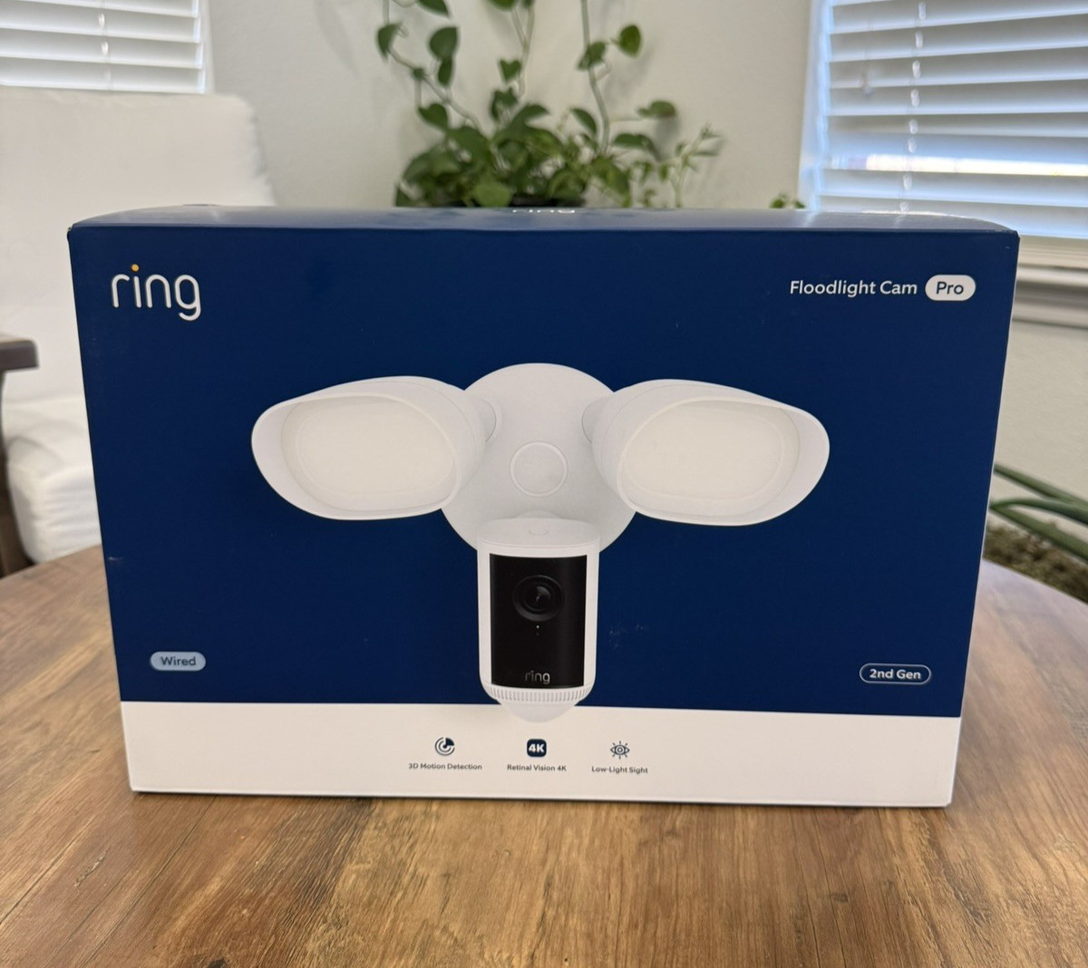 Ring Floodlight Cam Pro 4K (Newest Model) Wired | 2nd gen | Sealed | White