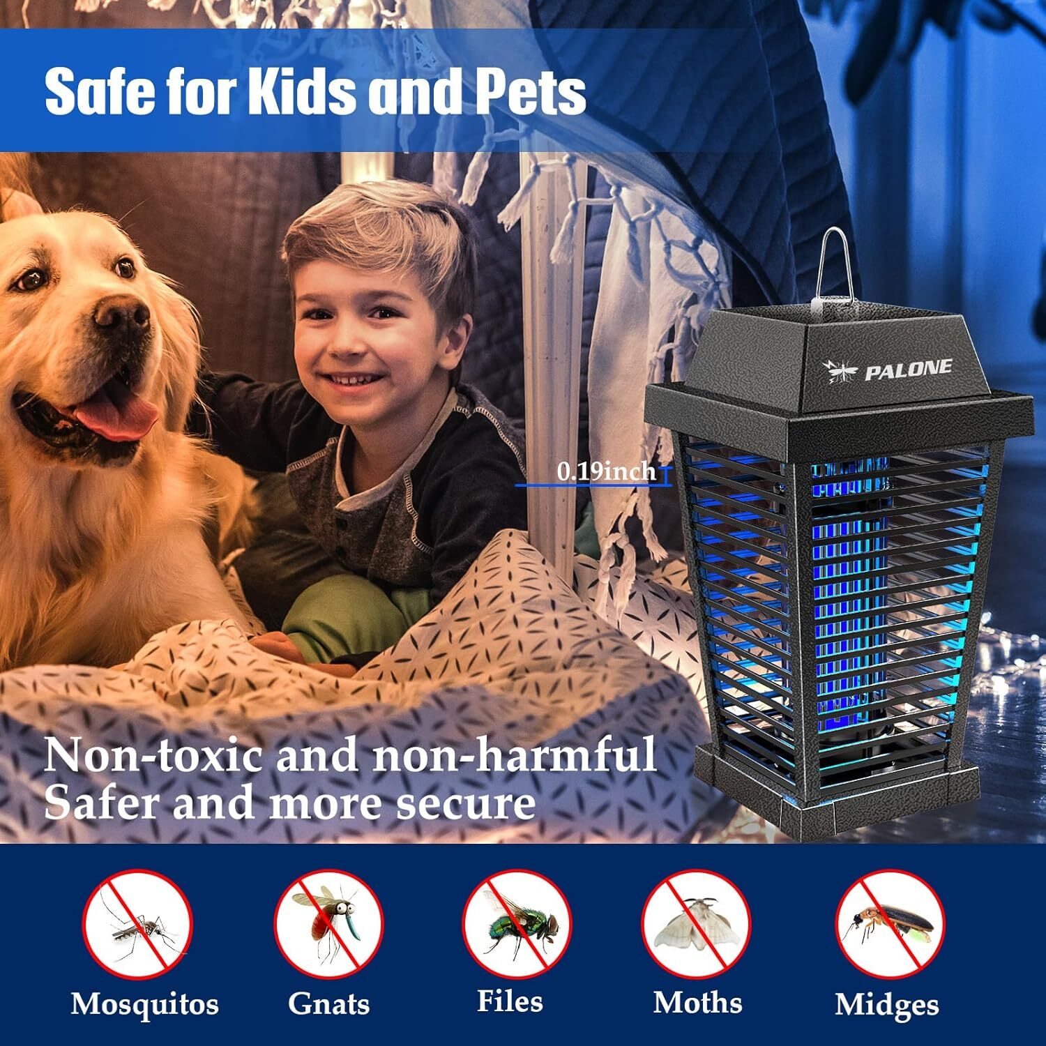 4500V Solar Bug Zapper – Outdoor/Indoor Mosquito Killer with UV Light & Type-C