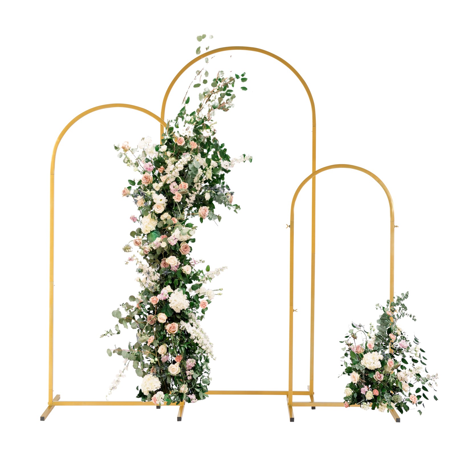 Set of 3 Metal Arch Frame Backdrop Stand Gold Wedding Arch Stand (4FT/5FT/6FT)