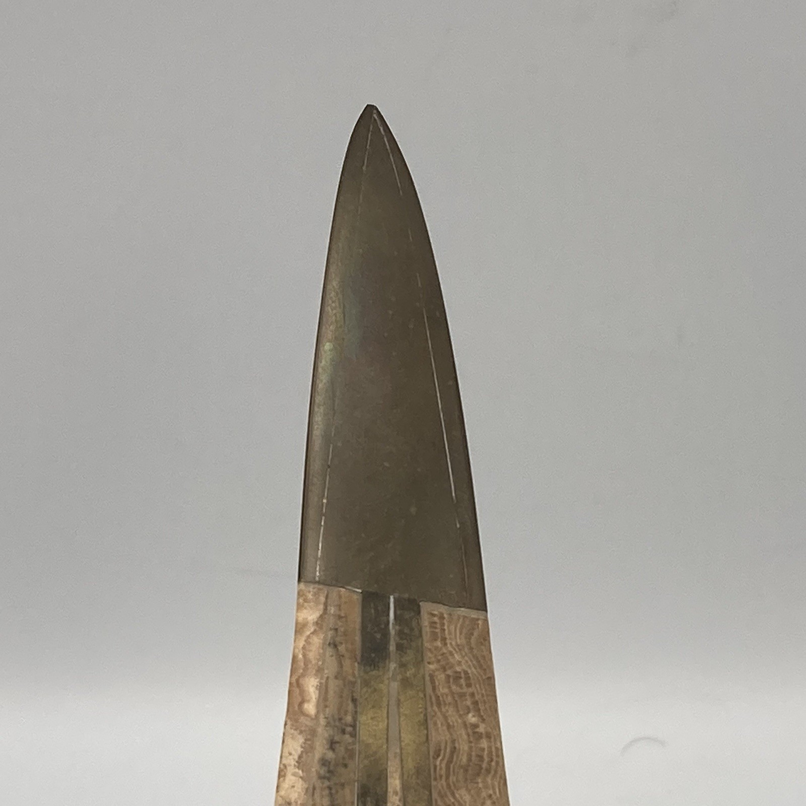 Vintage Mid-Century Modern Rare Robert Marcius Stone Brass Obelisk 16” Additus