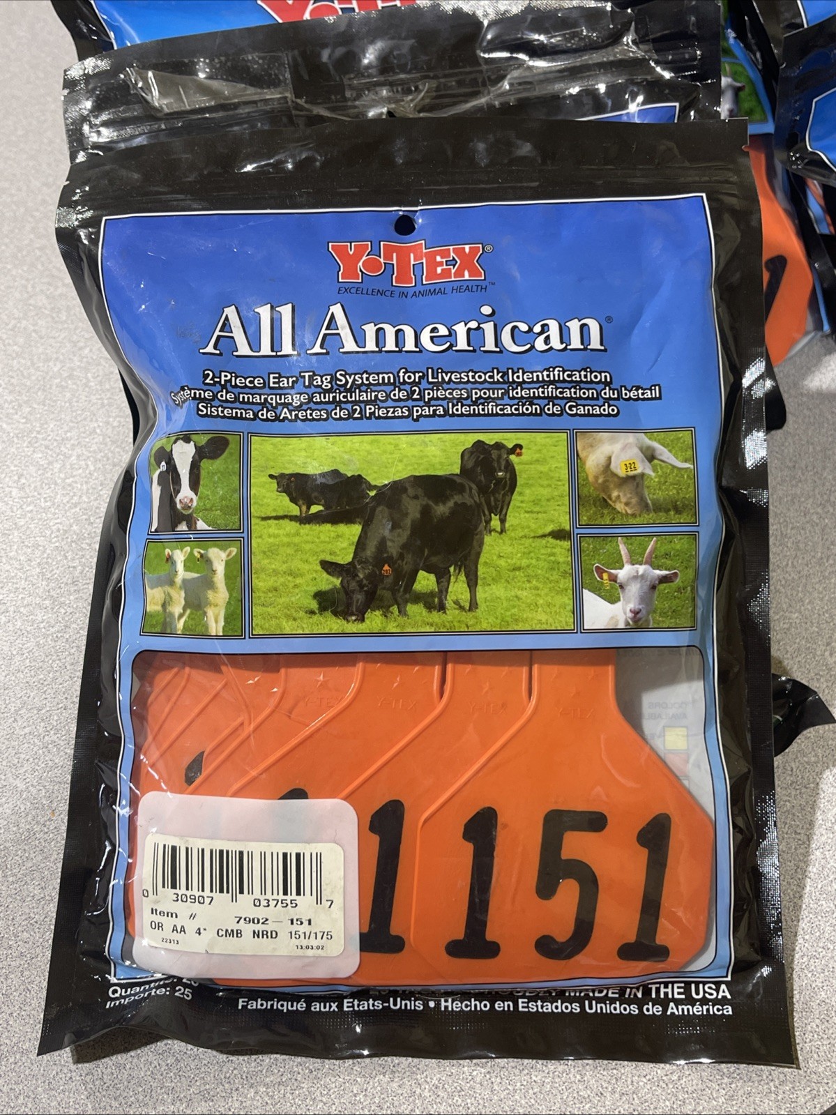 Y-Tex 4 Star Large Cattle Tags 25 Pack, 2 Piece Ear Tag System, Orange, 151-175