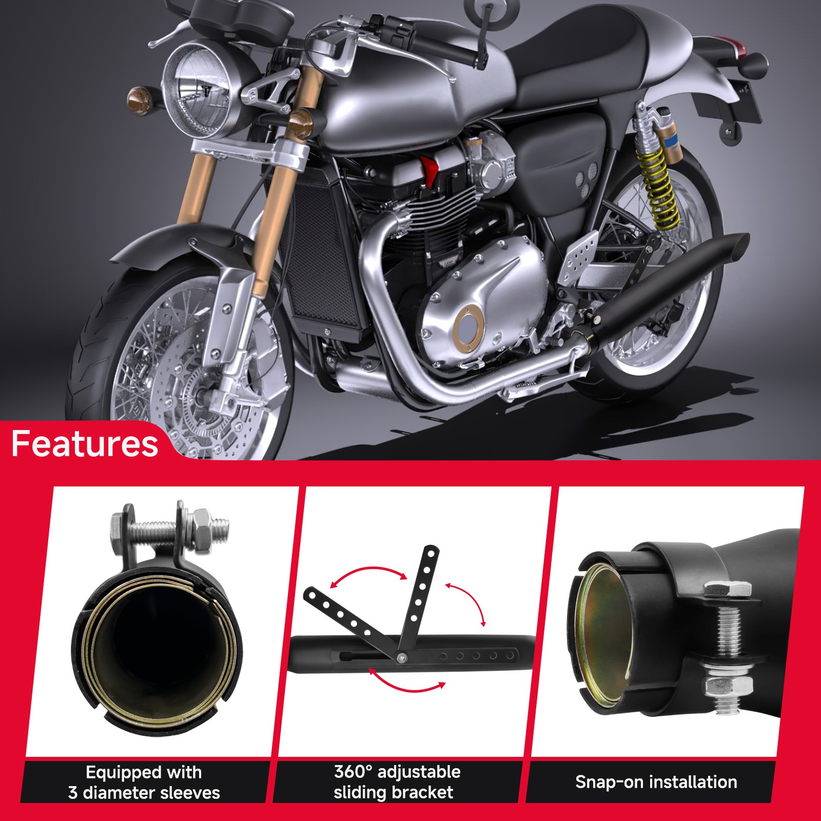 2pcs Motorcycle Slip-On Exhaust Muffler Pipes For Yamaha Road Star XV1600 XV1700