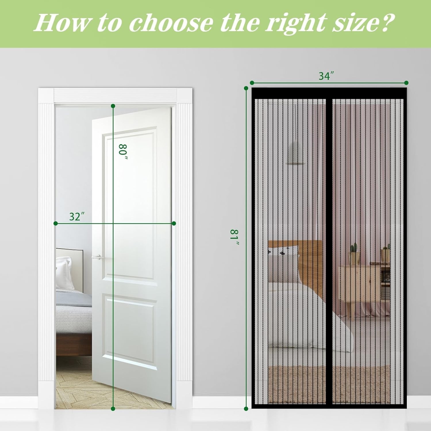 Magnetic Screen Door - Fit Door Size 32 X 80 Inch, Black Heavy Duty Mesh Curtain