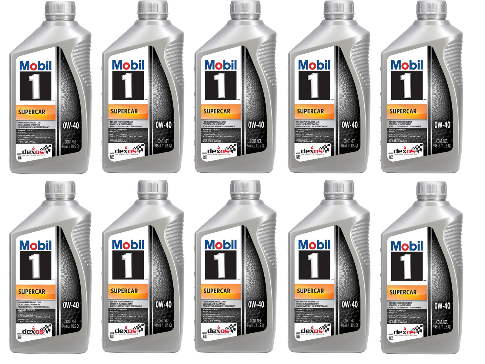 Mobil 1 Supercar Full Synthetic Motor Oil 0W-40 Dexos - 10 Quarts