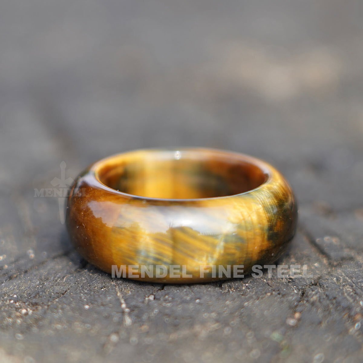 MENDEL Mens Gemstone Tiger Eye Stone Band Ring For Men Women Size 7 8 9 10 11 12