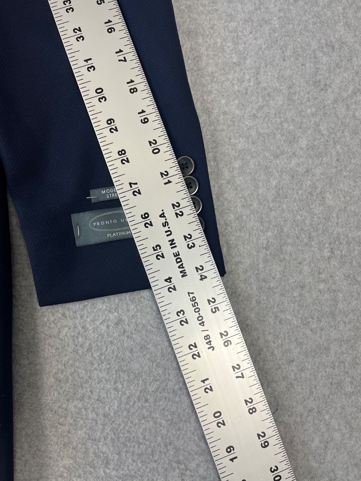 Pronto Uomo Platinum Blazer Mens 42L Navy Wool Blend 2 Button Modern Fit Stretch