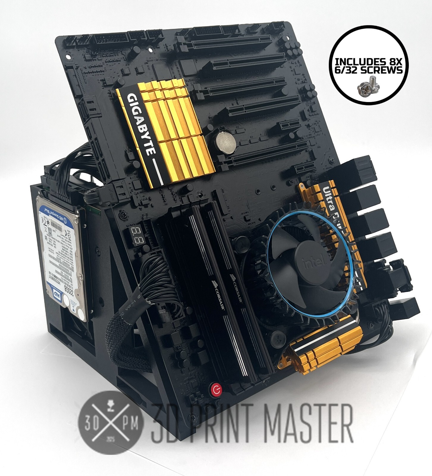 Crypto Mining Motherboard Test Bench + GPU Stand / PC and Test Rig + Screws