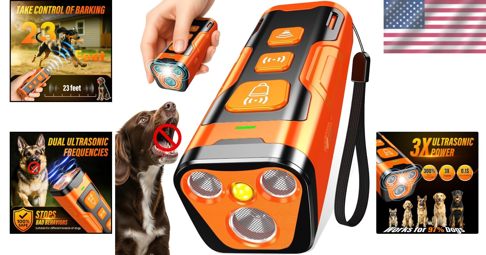 Effective Dog Behavior Corrector - 6 Training Modes