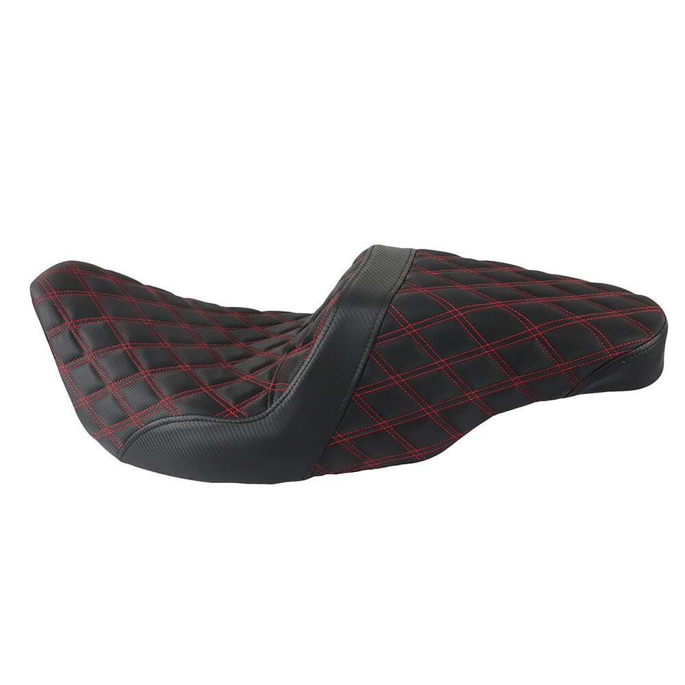Red Lattice Stitch Step-Up Seat For Touring Road King Electra Street Glide 08+