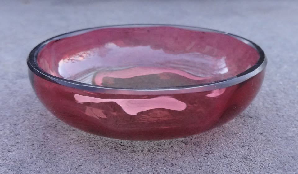 Cranberry Red Glass Open Salt Dip, Cellar, Dish!