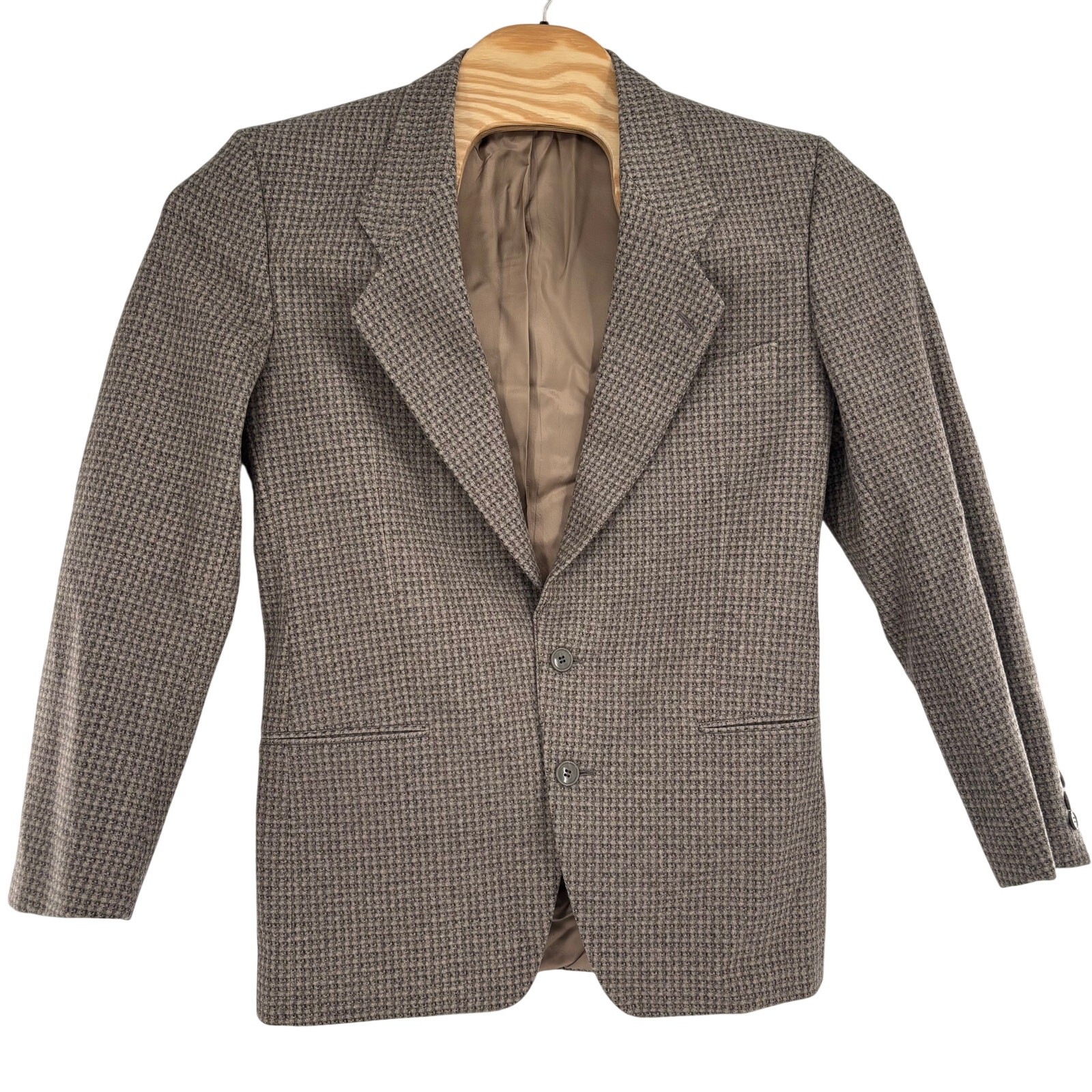 Mani by Giorgio Armani Mens 38R Light Brown Gray Check 2 Button Sports Coat