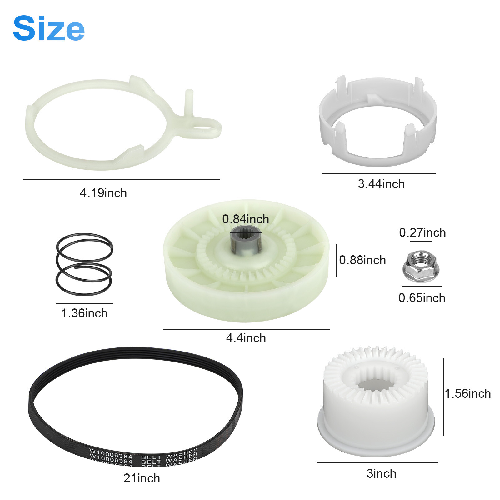 W10721967 Washer Pulley Clutch Kit & W10006384 Washing Drive Belt for Whirlpool