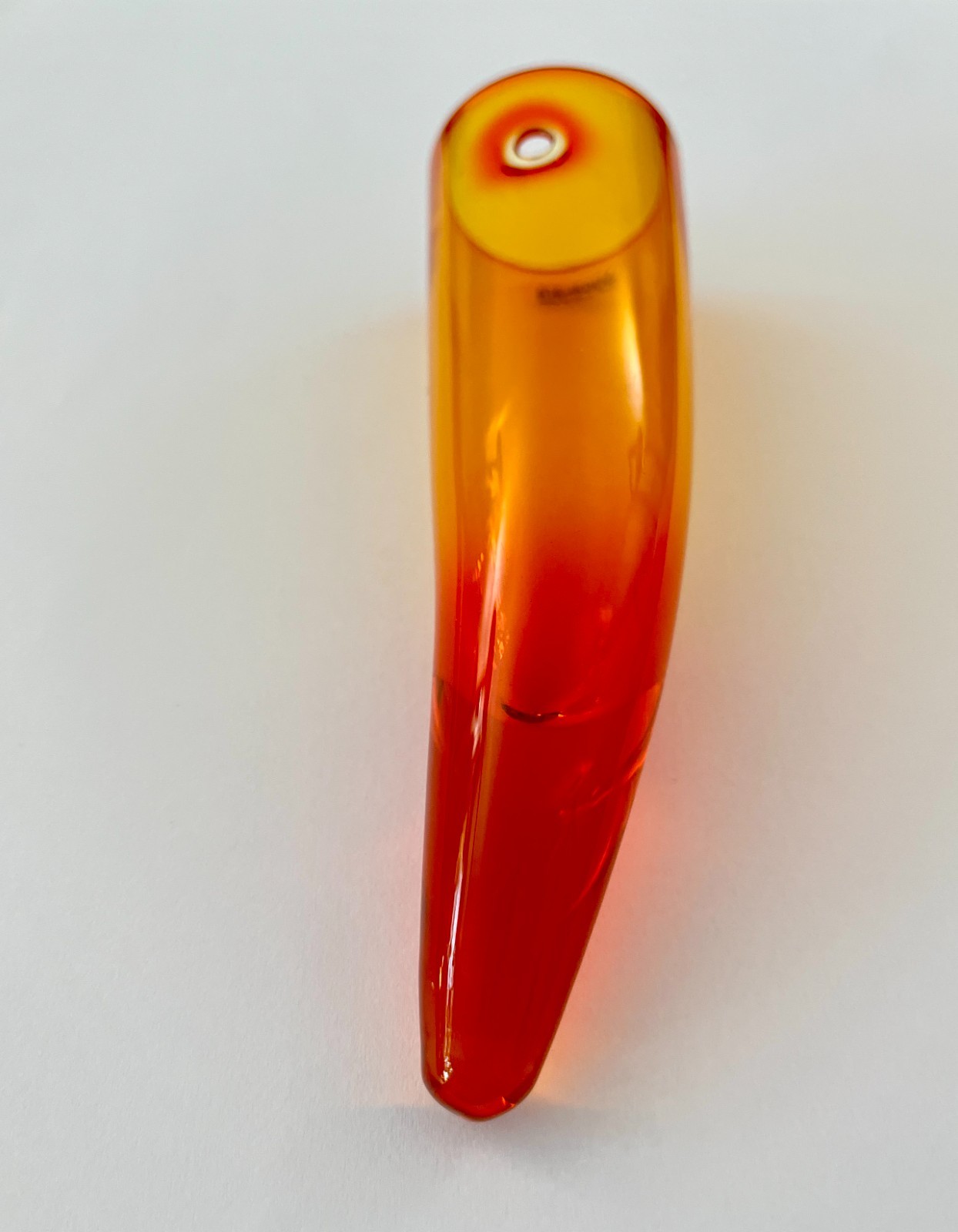 Vintage Sugahara Art Glass Wall Hanging Horn Vase Orange Japan NOS Box