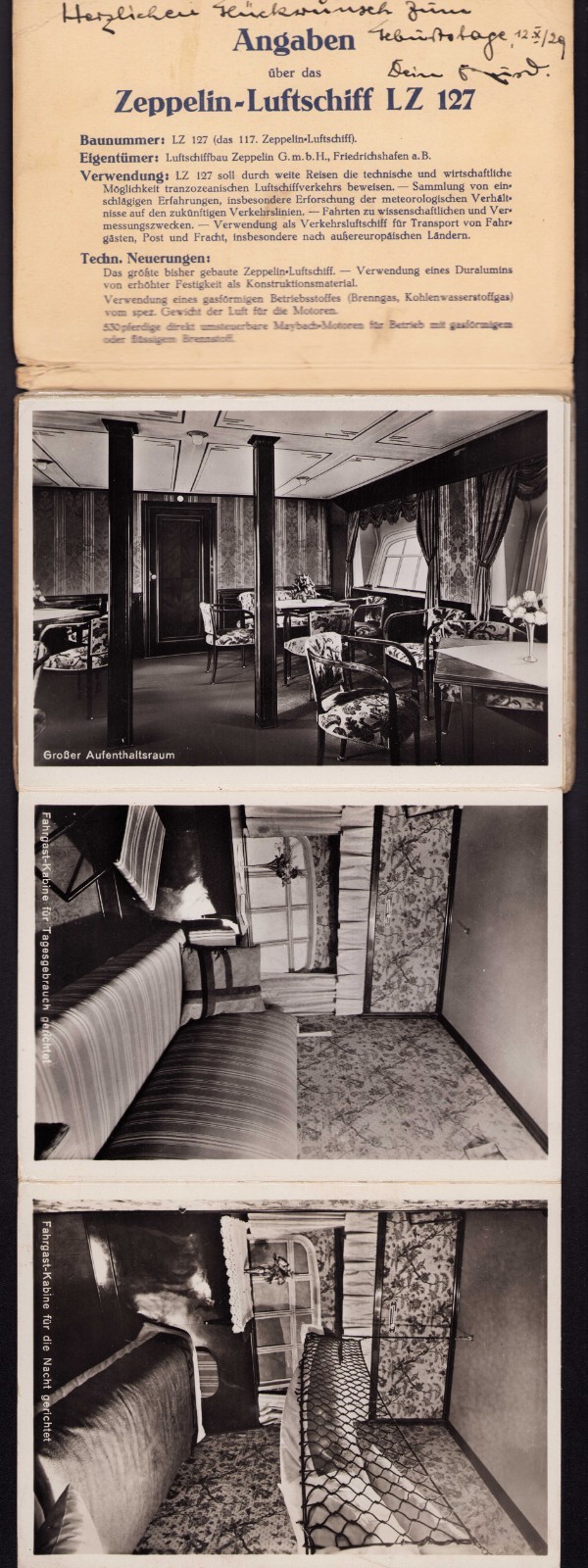 Graf Zeppelin LZ127 RPPC Postcard Booklet of 10, Interior Photos of Blimp